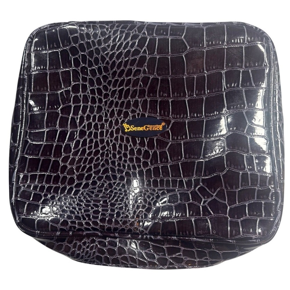 SeneGence Faux Purple Crocodile Makeup Toiletries Organizer Travel Bag Case NWOT